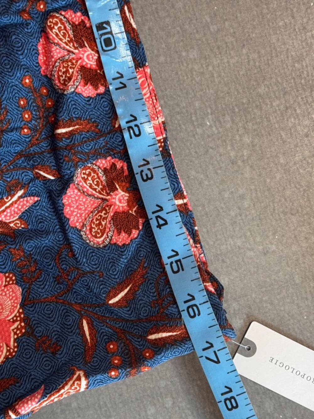 by Anthropologie NWT Blue Floral Bell Bottom Flare Pants US 10, Was $120 - Picture 6 of 9